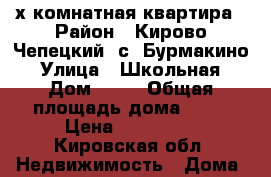 2-х комнатная квартира › Район ­ Кирово-Чепецкий, с. Бурмакино › Улица ­ Школьная › Дом ­ 14 › Общая площадь дома ­ 38 › Цена ­ 950 000 - Кировская обл. Недвижимость » Дома, коттеджи, дачи продажа   